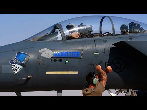 F-15E Strike Eagle Hot Pit Refuel | Exercise Desert Eagle, USAF Central Command, Saudi Arabia