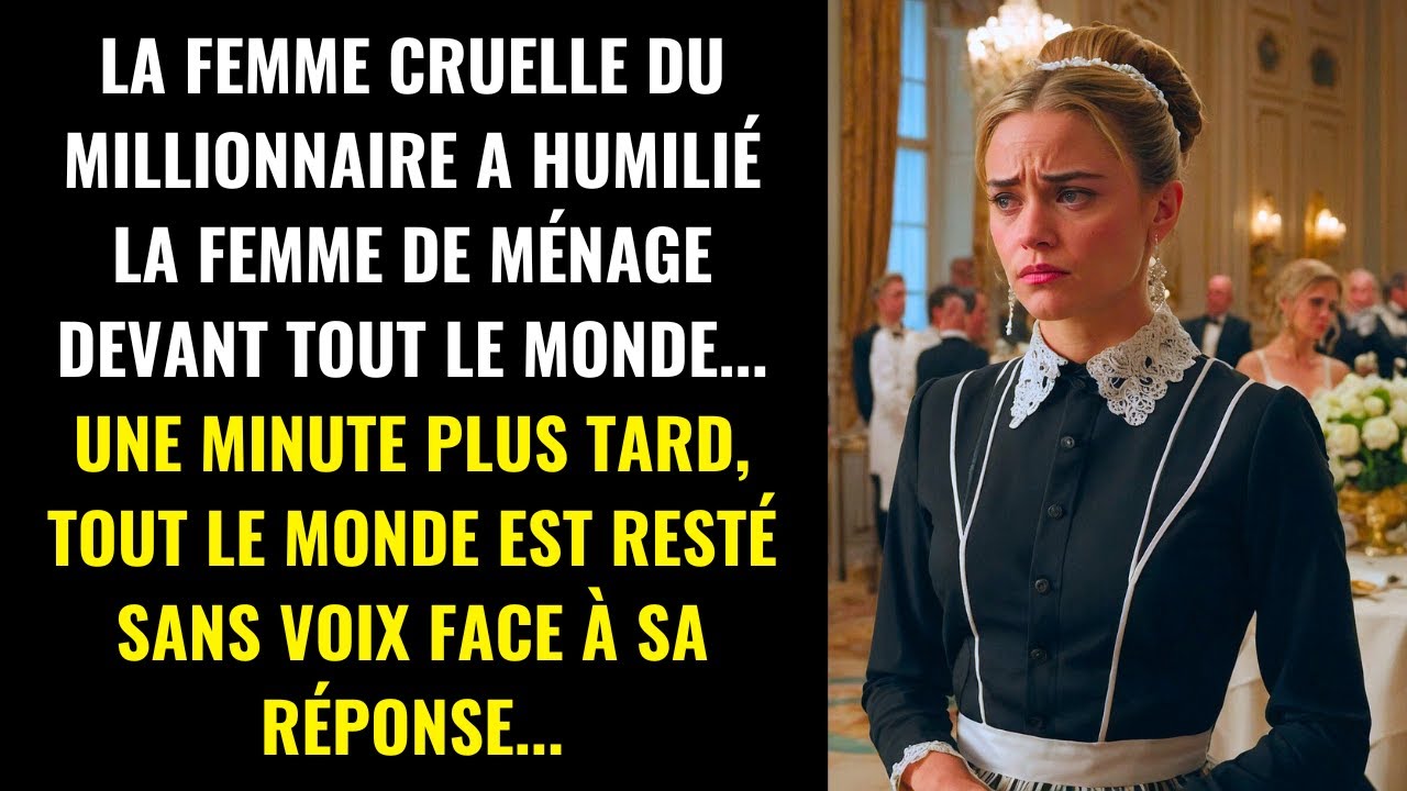 LA CRUELLE ÉPOUSE DU MILLIONNAIRE A HUMILIÉ LA FEMME DE MÉNAGE... UNE MINUTE PLUS TARD, TOUS...