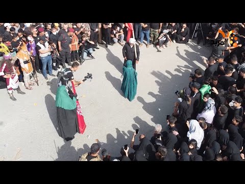 شاهد بالفيديو.. المسرح الحسيني يرافق مسيرة أهالي السماوة الى كربلاء #المربد