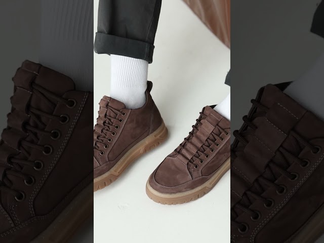 Чоботи жіночі шкіряні байка хутро 592641 Чорний Черевики чоловічі шкіряні нубук на хутрі 593017 Коричневі