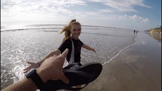 FATHER SURPRISES DAUGHTER AT THE BEACH