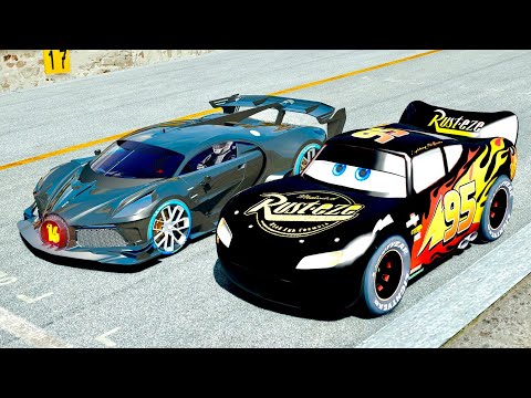 Lightning McQueen Carbon Edition vs Bugatti Black Devil - Drag Race 20 KM