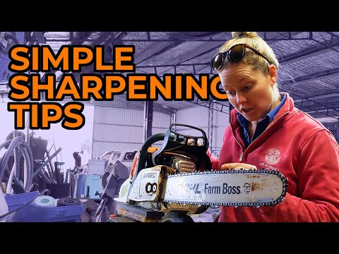 SHARPEN CHAINSAW WITH FILE | STIHL chainsaw sharpening by hand | Farm BOSS MS319 chainsaw