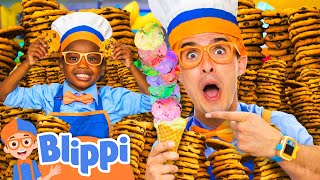Blippi Learns Counting with a Fun Food Stacking Challenge 🍎🏗️