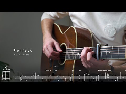 Perfect (easy version) - Ed Sheeran | TAB + Chord + Lyrics | Fingerstyle guitar