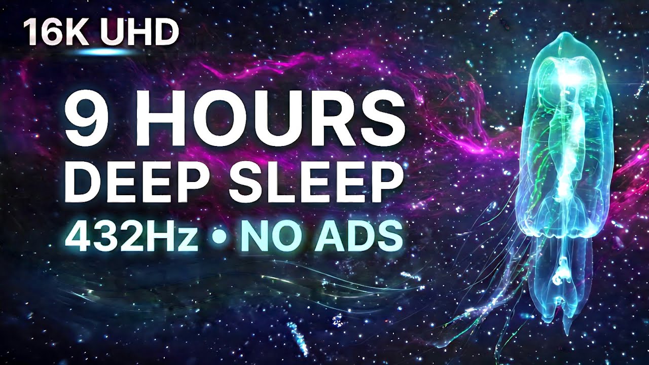 Bioluminescent underwater journey with 432Hz healing frequency for deep sleep