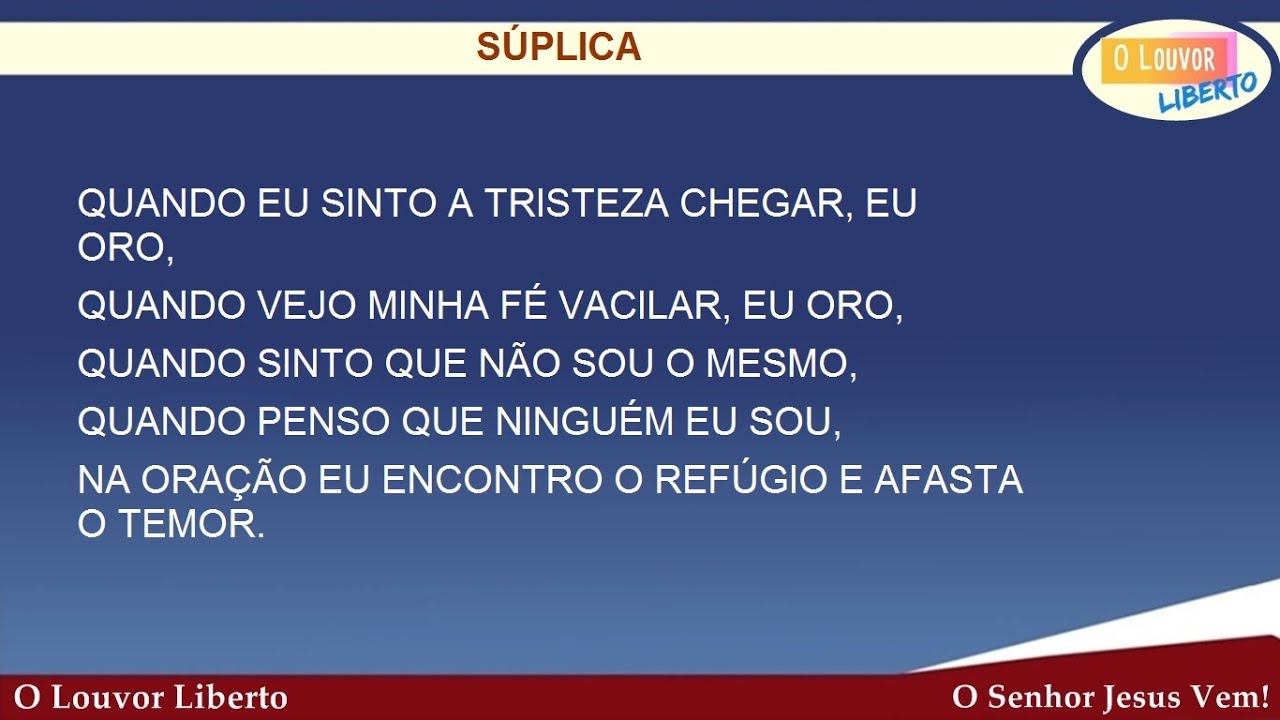 Louvor Súplica - Quando sinto a tristeza chegar
