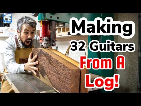 How to turn a Cocobolo log into 32 acoustic guitars!