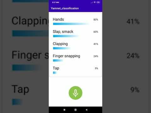 Android application using YAMNet ML model (with audio)