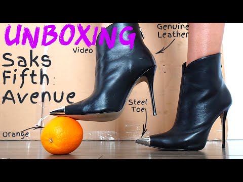 Saks Fifth Avenue Leather Boots With Metallic Pointy Toe | UNBOXING