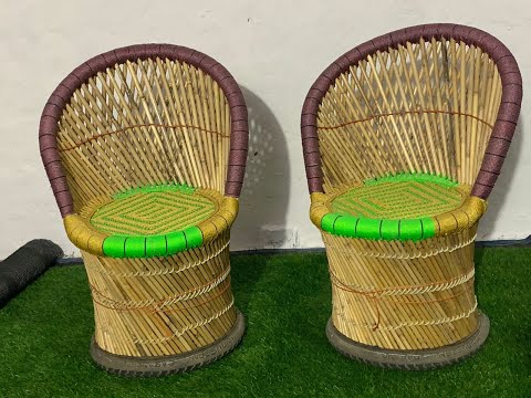 Bamboo chair Stool Mudha With Table Set Of 6