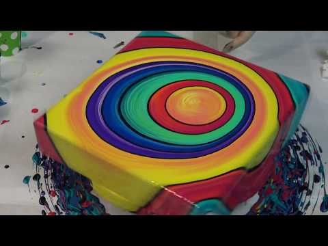 (311) Spinning rings - Fluid art - Tree ring pour - Spinning art