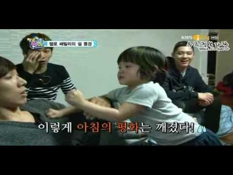 120127 [CUT] Hello Baby ep.2 - MBLAQ with the kids and... Leo's hit.