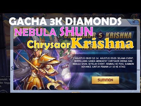 GACHA 3K DIAMONDS CHRYSAOR KRISHNA & NEBULA SHUN + REVIEW SKILL | SAINT SEIYA AWAKENING