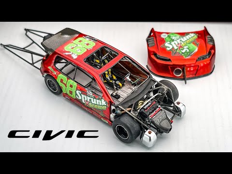 Civic EG FWD Drag Beast K24 engine with Sprunk GTAV livery Hot Wheels Custom