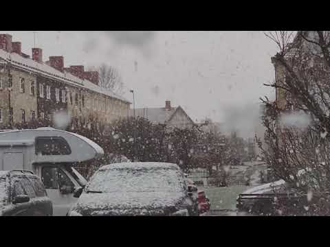 Kraftigt snöfall i Huskvarna