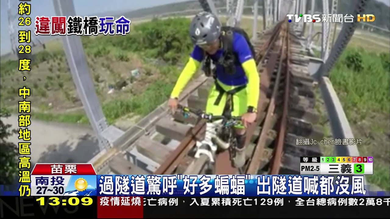 冒險闖封閉舊山線 6男騎單車上危險鐵橋