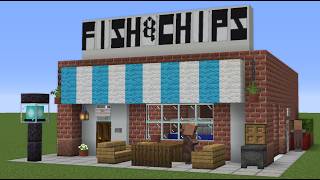 How To Build a Fish And Chip Shop In Minecraft | Step By Step Tutorial Including Interior 🐟🍟