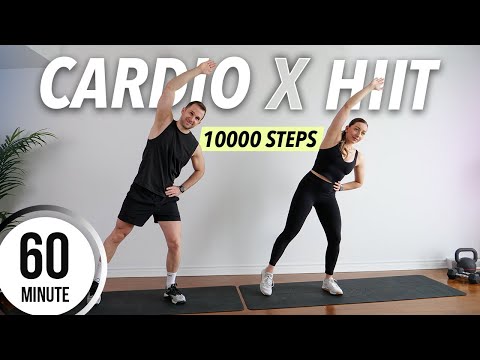 1 Hour Cardio HIIT Workout at home - 10000 steps for Fat Burn (No equipment)