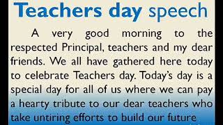 Speech on Teachers Day in English for Higher Secon