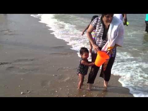 Harshitha and Advaith at beach-2