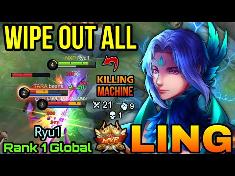 Killing Machine Mode 21 Kills Ling Wipeout All Enemies! - Top 1 Global Ling by Ryu1 - MLBB