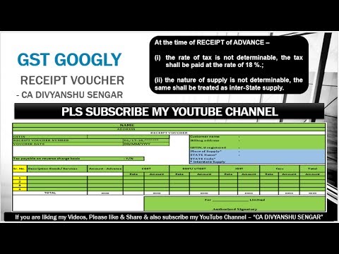 GST RECEIPT VOUCHER FORMAT, TAX on ADVANCE RECEIPT, MOST IMPORTANT VOUCHER Explained in HINDI Video