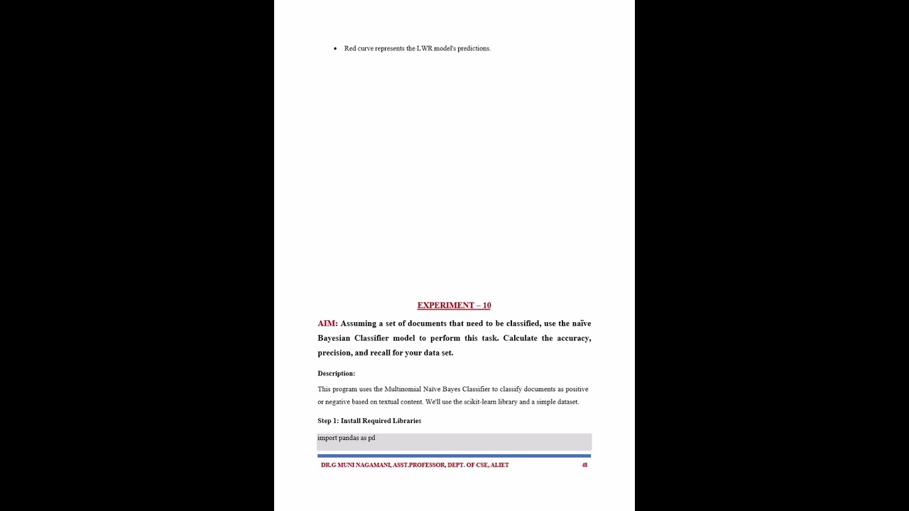 Machine Learning Lab Manual | JNTUK R20 CSE | Experiment-wise Guide