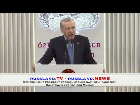 Der türkische Präsident Erdoğan spricht nach dem iranischen Raketenangriff vor dem Militär