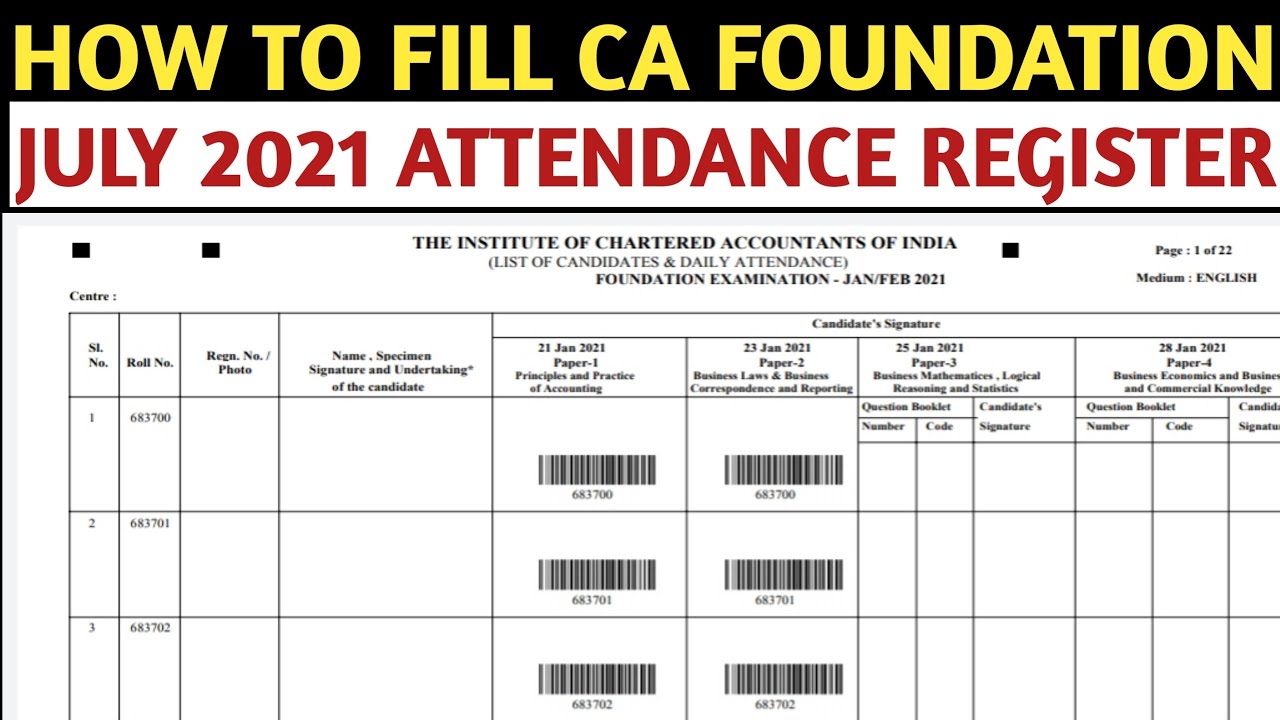 LIVE DEMO:- HOW TO FILL CA EXAMS JULY 2021 ATTENDANCE REGISTER | ICAI EXAMS ATTENDANCE REGISTER