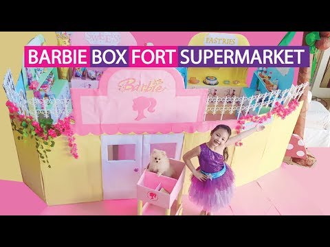 Barbie Supermarket Box Fort Pretend Play