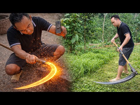 Man Forges A Giant DIY Iron Scythe from Scratch for Gardening in the Jungle | Start to Finish