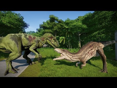 CARCHARODONTOSAURUS VS I-REX CAMOUFLAGE & T-REX JURASSIC WORLD EVOLUTION