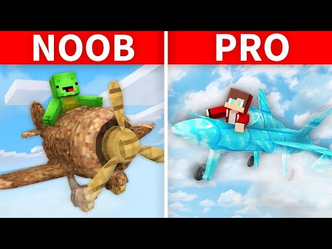 Ultimate Airplane Build Battle: NOOB vs PRO - Mikey & JJ - Minecraft Maizen