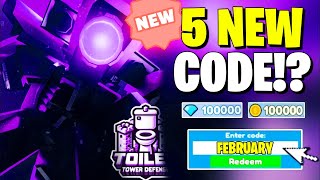 *5 Codes!?* ALL NEW WORKING CODES in Toilet Tower Defense!? (February)