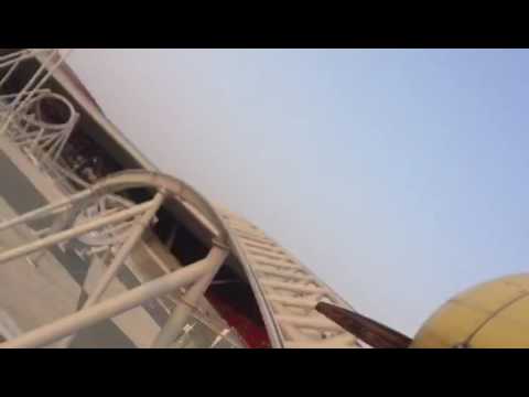 Riding the Flying Aces Roller coaster at Ferrari World in Abu Dhabi