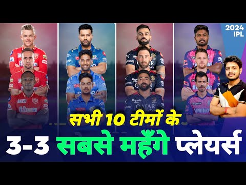 IPL 2024 - All 10 Teams 3-3 Expensive Players | Retain Salary | IPL Auction | MY Cricket Production