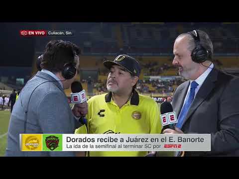 Maradona dando la entrevista bien loco