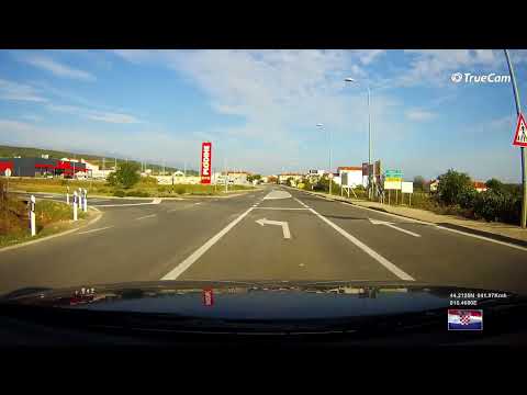 Driving through Posedarje west part ( across the Adriatic highway )