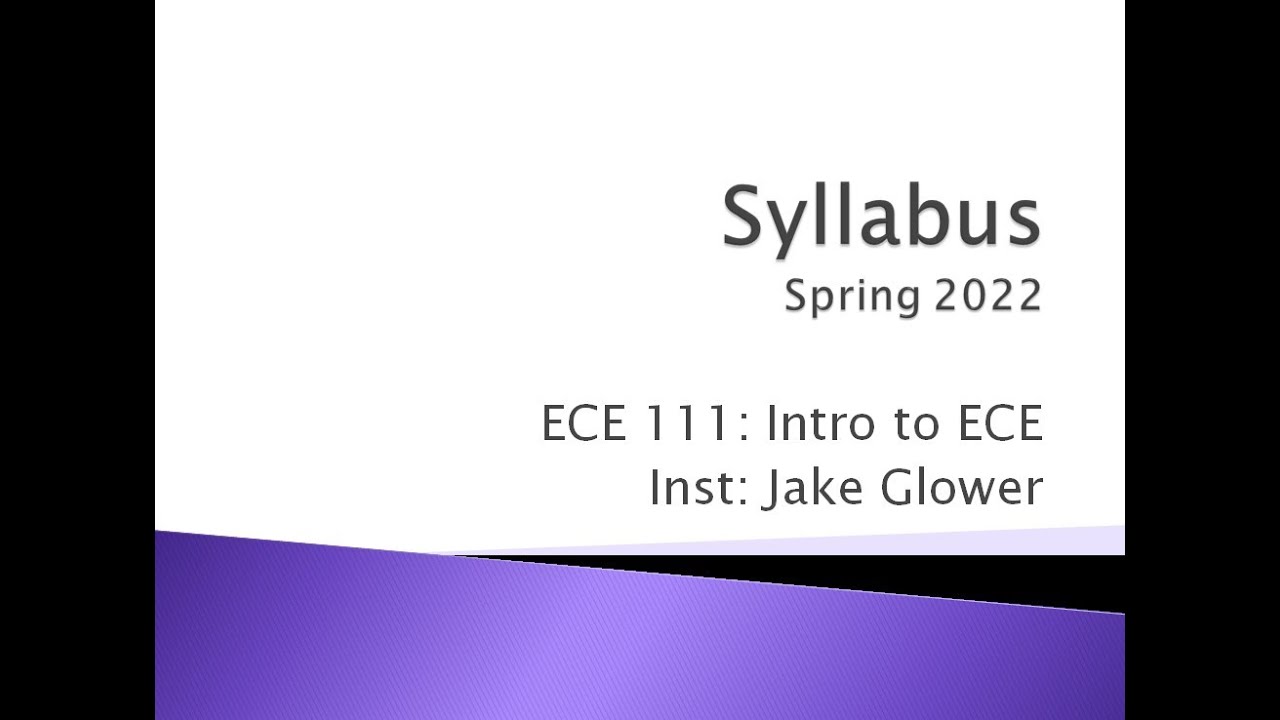 ECE 111.00 Introduction and Syllabus