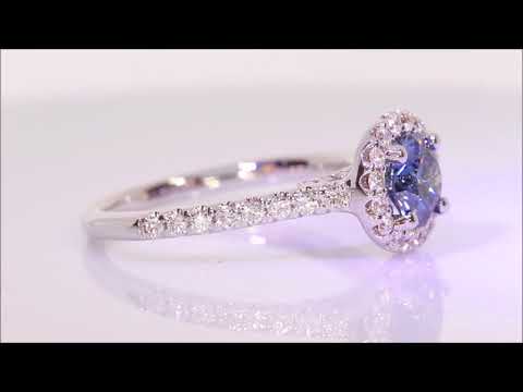 1.20 ctw Blue Lab Grown Diamond Engagement Ring - Round Cut | BigDiamondsUSA