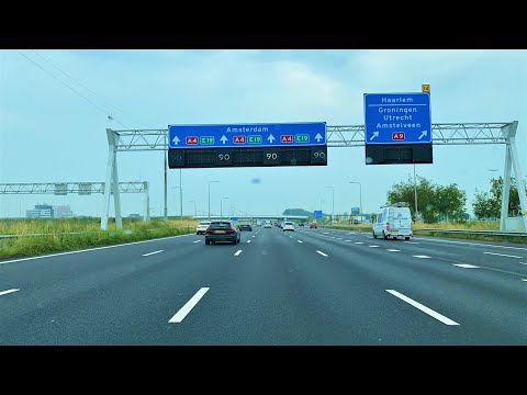 Holland: Hoofddorp to Amsterdam City - 4k Video - Driving Tour - The Netherlands