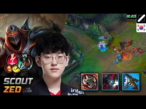 Scout Mid Zed Build Duskblade of Draktharr Electrocute - Scout Zed Match Highlight - LOL KR 12.23