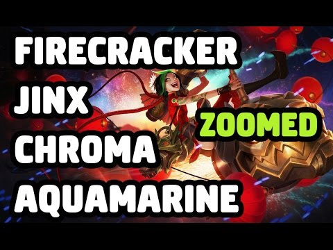 FIRECRACKER JINX CHROMA AQUAMARINE SKIN ZOOMED SPOTLIGHT - LEAGUE OF LEGENDS