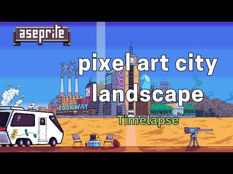 pixel art city landscape timelapse