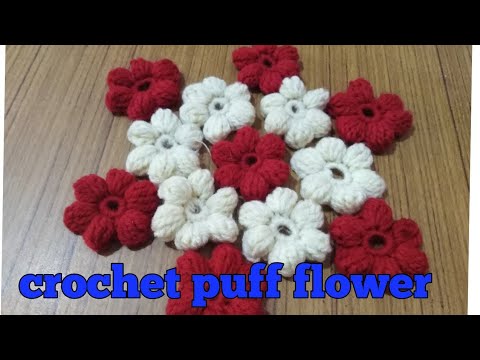 How to make crochet puff flower.