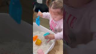 2 Ingredient Moon Sand Sensory Bin for Toddlers (cheap & easy activities)