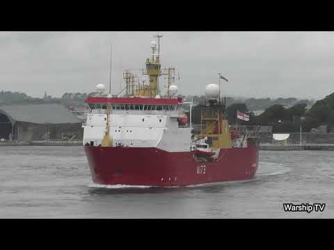 HMS PROTECTOR A173 LEAVES DEVONPORT NAVAL BASE AT THE NARROWS, DEVILS POINT 31-7-23