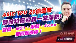 ASIC TPU 20億營收，聯發科喜迎新一波漲勢！愛普、M31、采鈺、4xxx接回就漲停！｜台股攻略｜劉烱德 (圖)