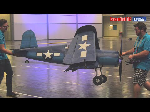 GIANT but SUPER LIGHT INDOOR FLIGHT 1:4 SCALE RC F4U CORSAIR (FOLDING WINGS / TWIST & TURN RETRACTS)